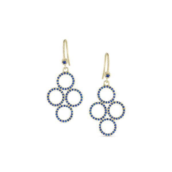 Dominique Cohen large bella earrings, in blue sapphires and yellow gold <span class='visuallyhidden'>Call, text 323-404-2959 for shopping help.</span>